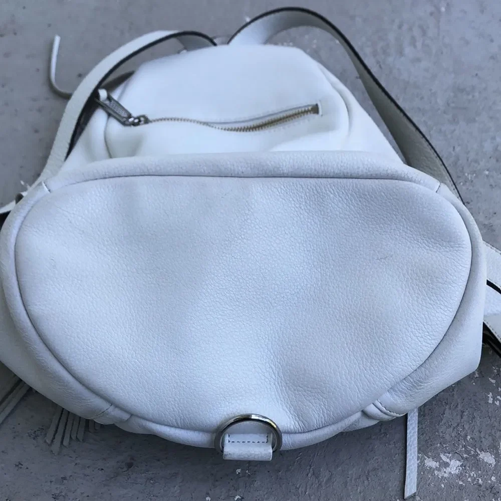 Rebecca Minkoff White Leather Fringe Backpack